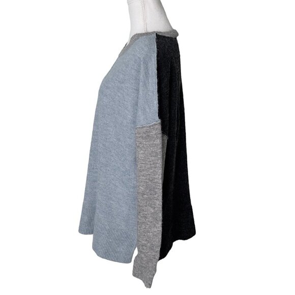 Westbound Wool Blend Oversized Boxy Drop Sleeve Colorblock Crew Neck Sweater (L) - Picture 2 of 16
